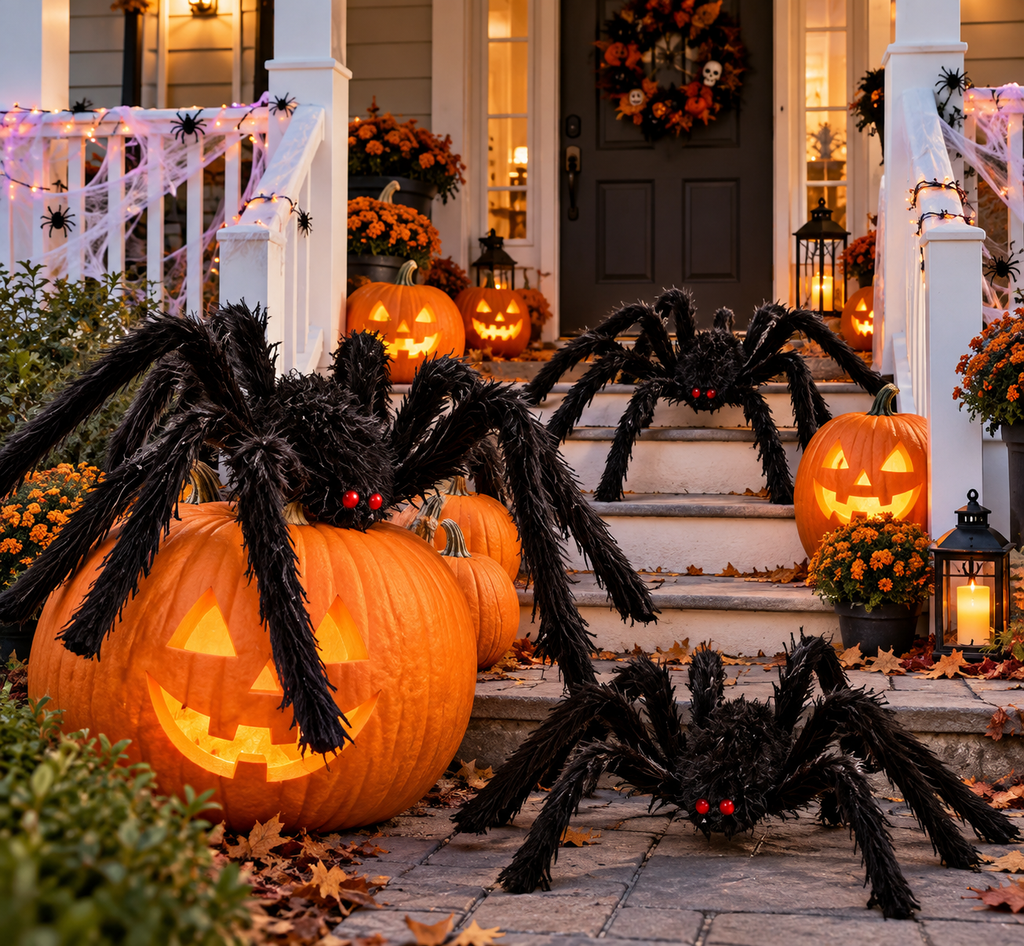 Giant Furry Halloween Spider Decoration