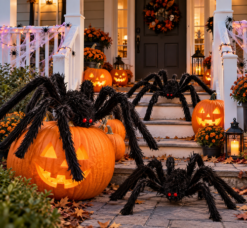 Giant Furry Halloween Spider Decoration