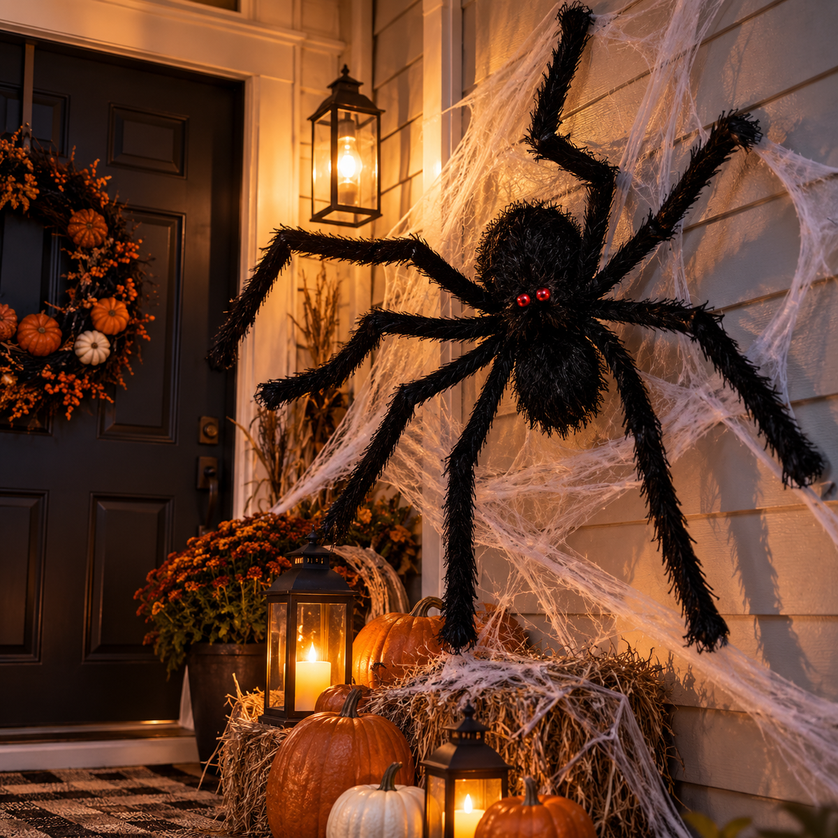 Giant Furry Halloween Spider Decoration