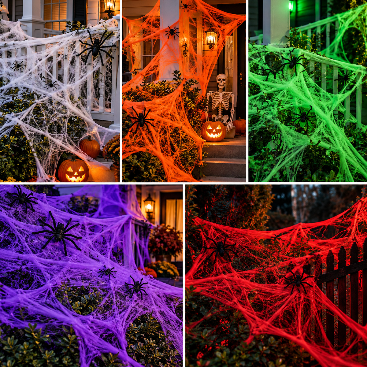 Stretchable Halloween Spider Web Decor – Indoor & Outdoor Cobweb Decoration