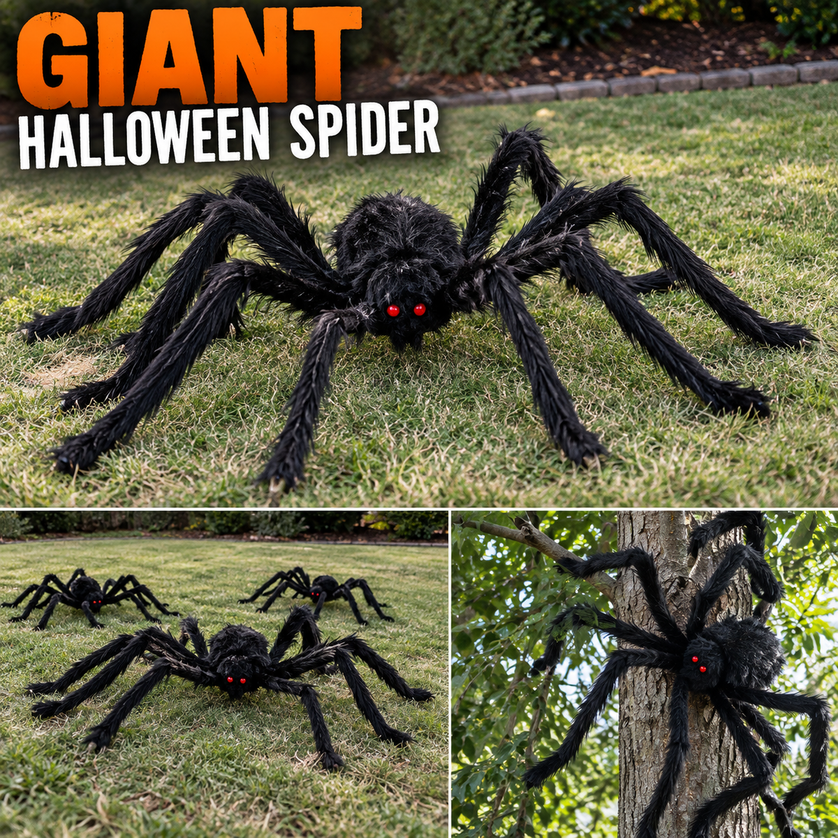 Giant Furry Halloween Spider Decoration