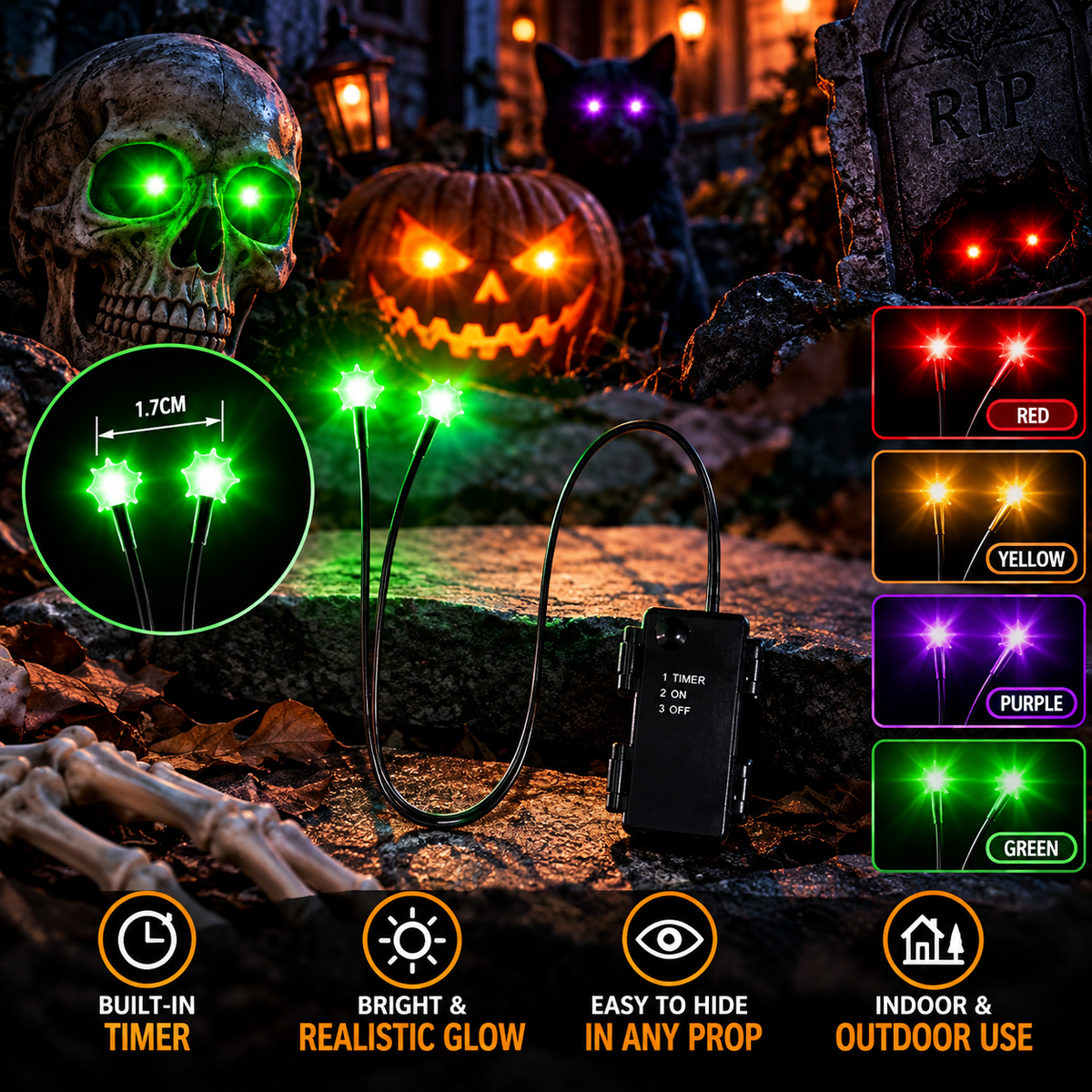 Glowing Eyes Halloween Decor with Timer