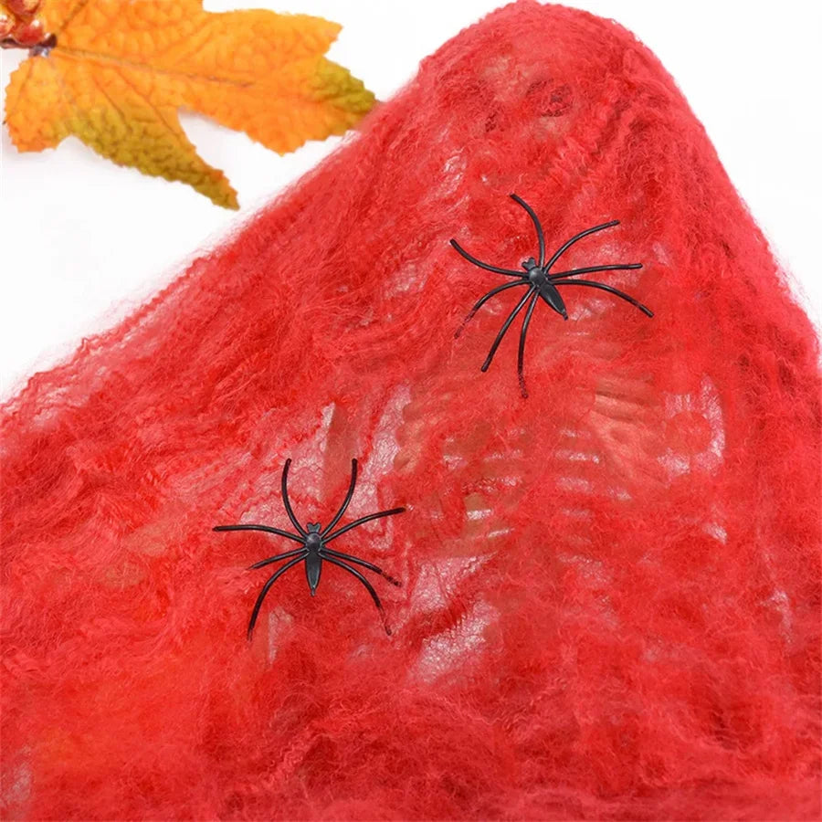 Stretchable Halloween Spider Web Decor – Indoor & Outdoor Cobweb Decoration