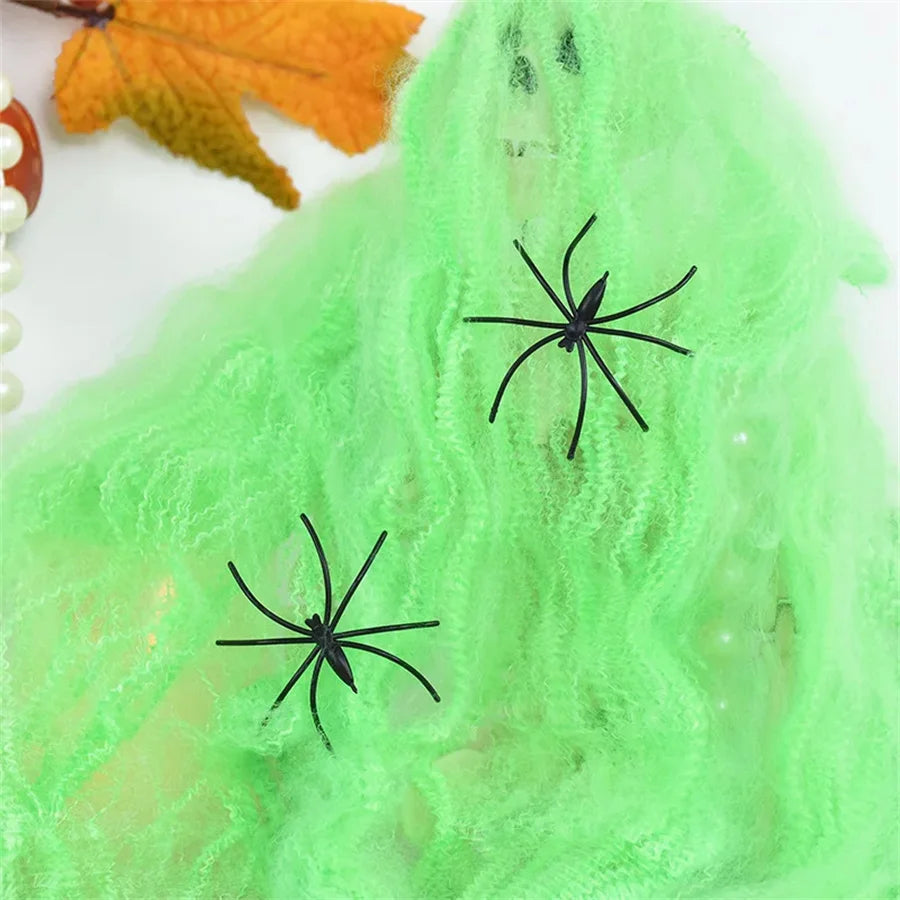Stretchable Halloween Spider Web Decor – Indoor & Outdoor Cobweb Decoration