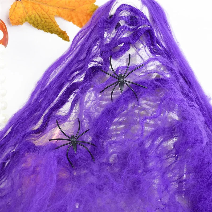 Stretchable Halloween Spider Web Decor – Indoor & Outdoor Cobweb Decoration