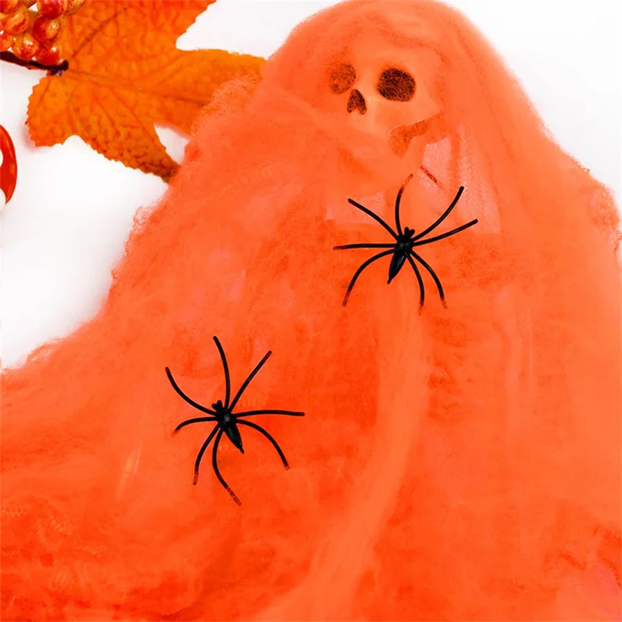 Stretchable Halloween Spider Web Decor – Indoor & Outdoor Cobweb Decoration