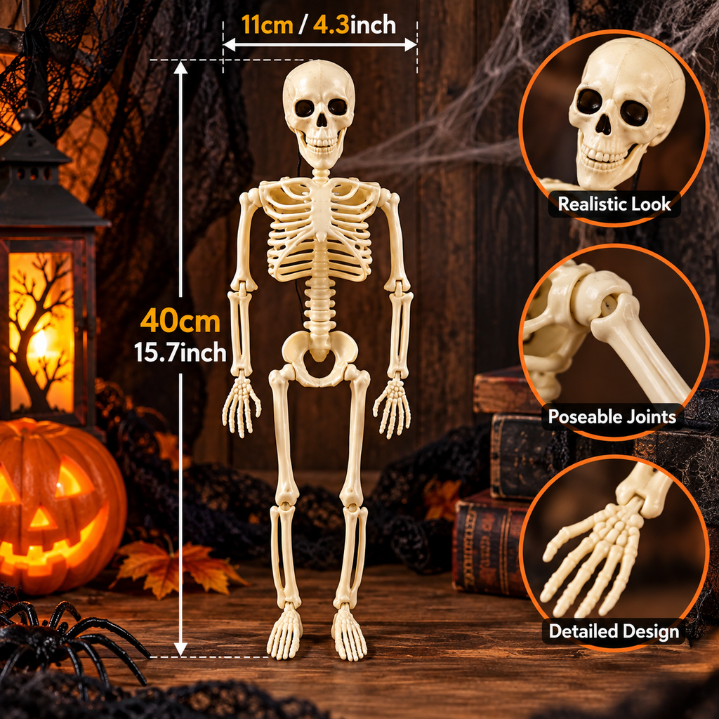 Poseable Halloween Skeleton Decoration