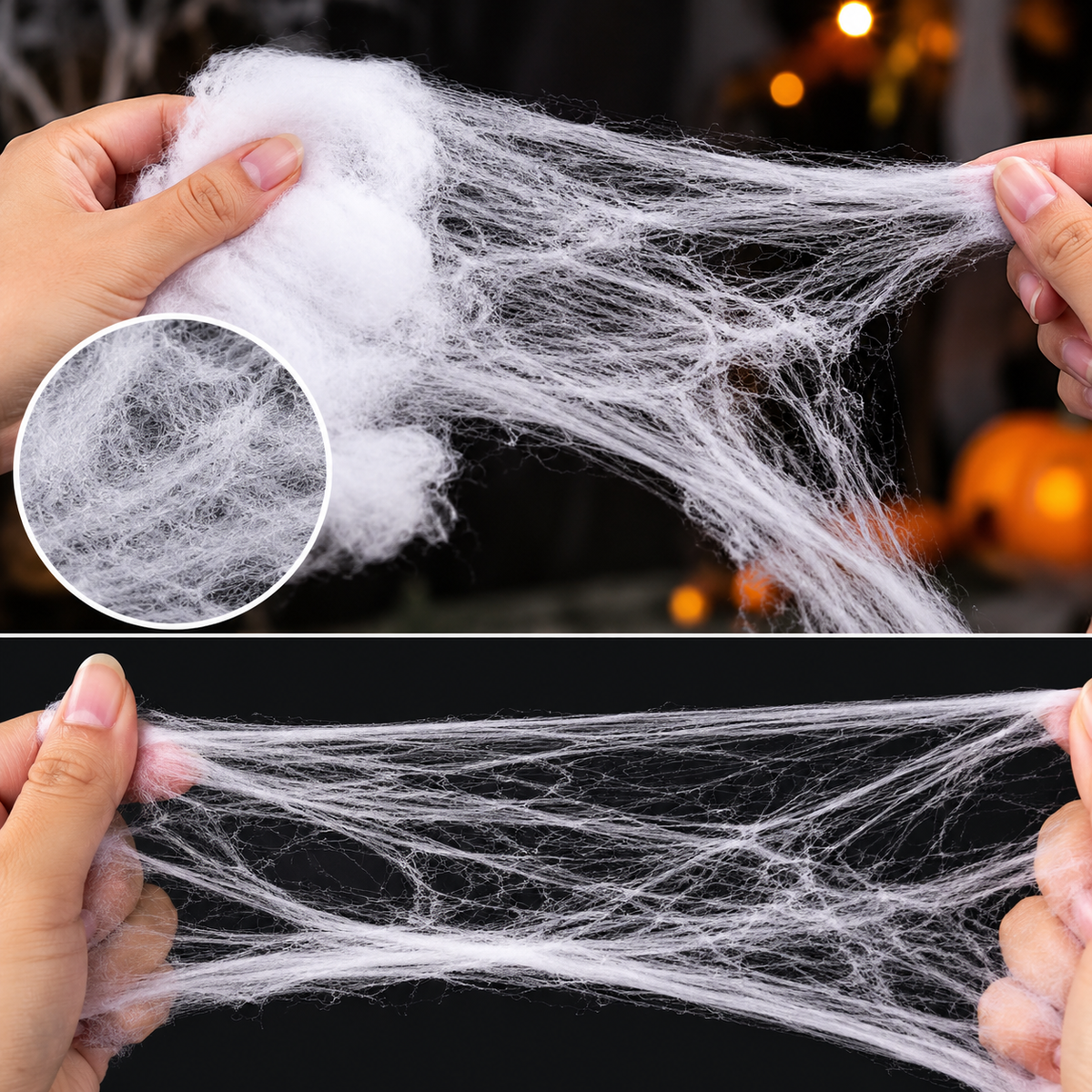 Stretchable Halloween Spider Web Decor – Indoor & Outdoor Cobweb Decoration